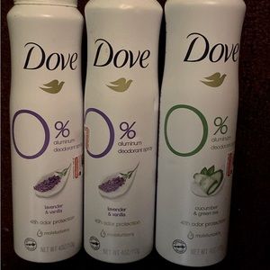 3 DOVE 0% Aluminum Spray Deodorants